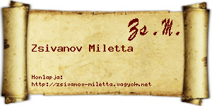 Zsivanov Miletta névjegykártya